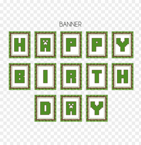 free minecraft party printables from printabelle - minecraft happy birthday banner printable free Isolated Object with Transparent Background PNG