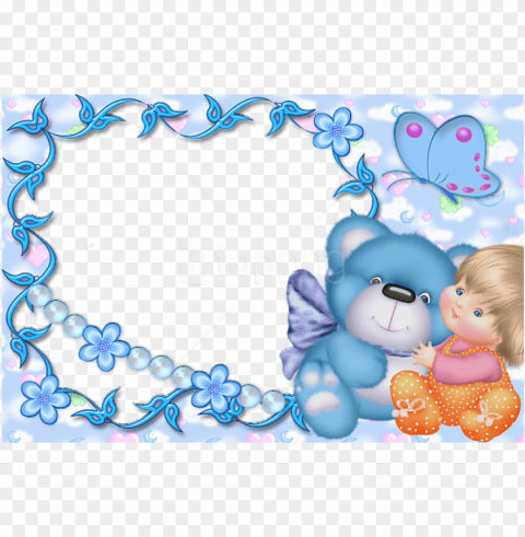  best stock photos cute kids blue transparent - kids teddy frame Free PNG download