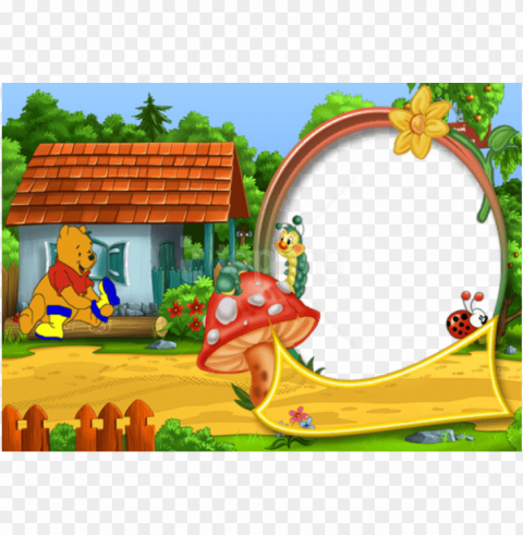 free best stock photos cute kids photo frame - winnie the pooh Transparent background PNG images comprehensive collection PNG transparent with Clear Background ID fa8ea4bb