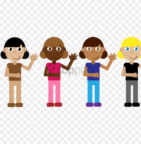 free cartoon group of girls image with transparent - cartoon group of girls PNG Graphic Isolated on Clear Background Detail