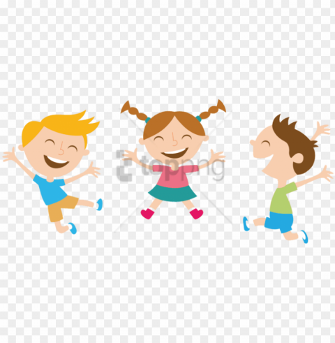 free children dancing clipart images - 3 cartoon kids PNG with transparent bg