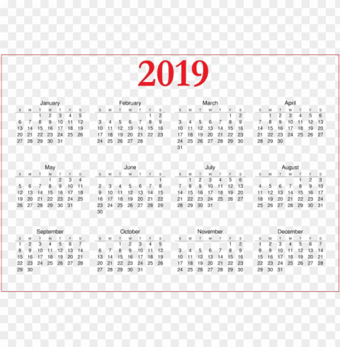 free download 2019 calendar images - calendar 2019 a4 printable PNG Graphic with Clear Background Isolation