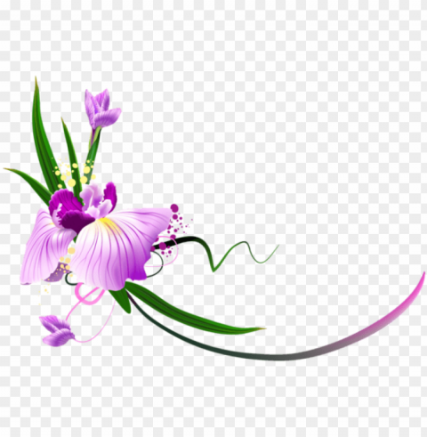 free download beautiful purple floral decor clipart - flowers clip art border Isolated Design on Clear Transparent PNG