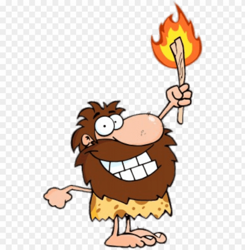 free download caveman holding a torch images - happy cavema Transparent PNG picture