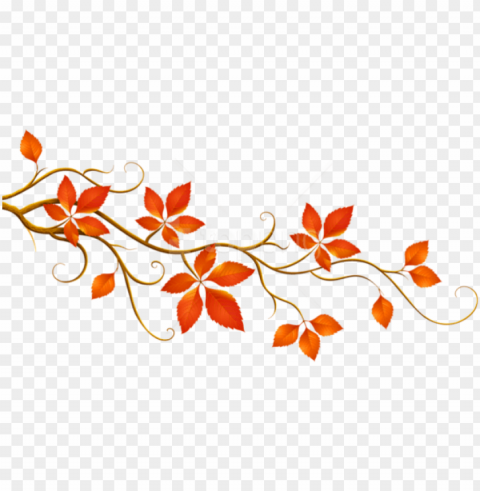 free download decorative branch with autumn leaves - fall clipart leaves Isolated Graphic in Transparent PNG Format
