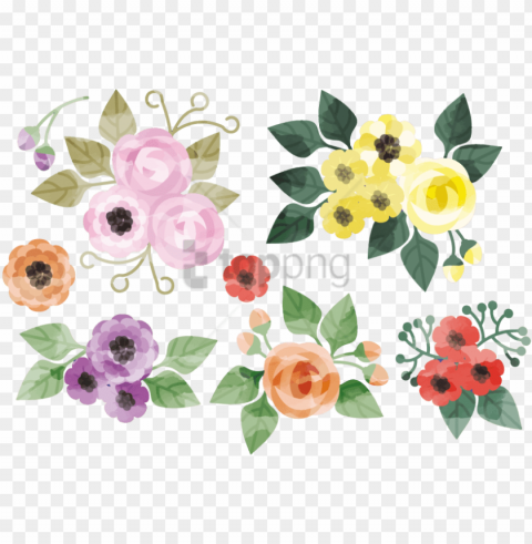 free download flower watercolor vector images - water color flowers vector Clear Background PNG Isolated Subject