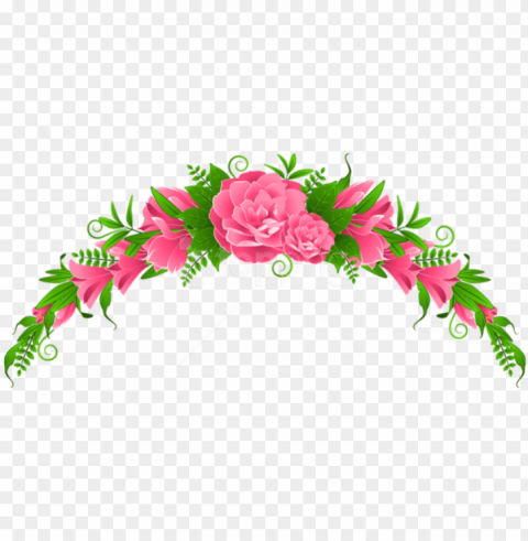  download pink flowers and roses element clipart - flower border transparent background Free PNG images with alpha channel