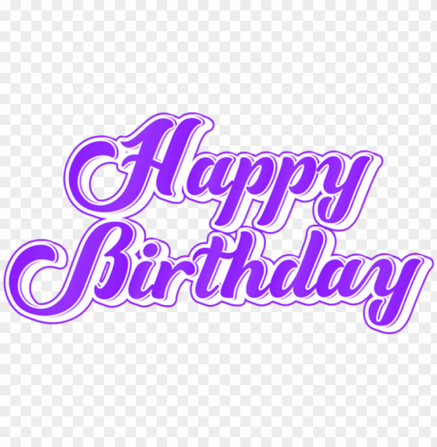 free download purple happy birthday images - calligraphy Transparent Background PNG Isolated Art