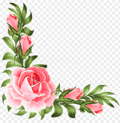 free download rose corner decoration clipart - floral corner clipart Isolated Subject in Clear Transparent PNG