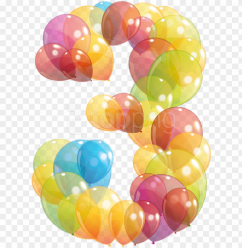 free download transparent three number of balloons - numbers in balloon PNG with clear transparency