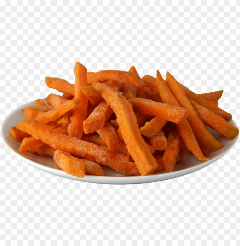 Plate of Sweet Potato Fries PNG transparent elements compilation