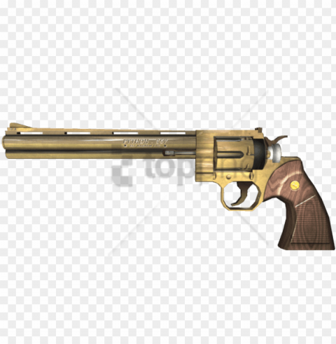 free gold gun with transparent background - revolver PNG Image Isolated on Clear Backdrop