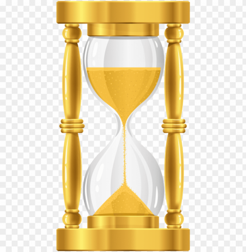 free gold sand clock images - golden hourglass Transparent Background PNG Isolated Pattern