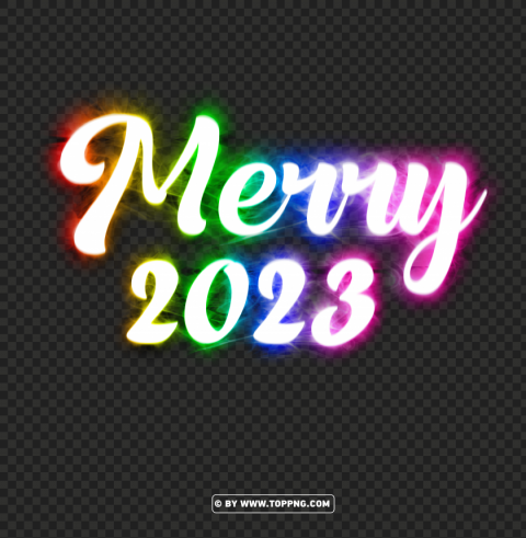 free merry 2023 with rainbow background PNG Image with Transparent Isolation