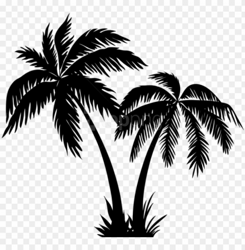 free palms silhouette - coconut tree clipart black and white Transparent PNG Isolated Item with Detail