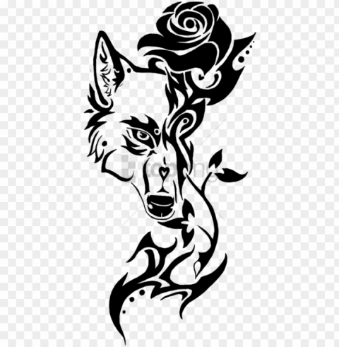 free rose tribal design image with transparent - wolf tribal tattoo drawi PNG Isolated Object with Clear Transparency