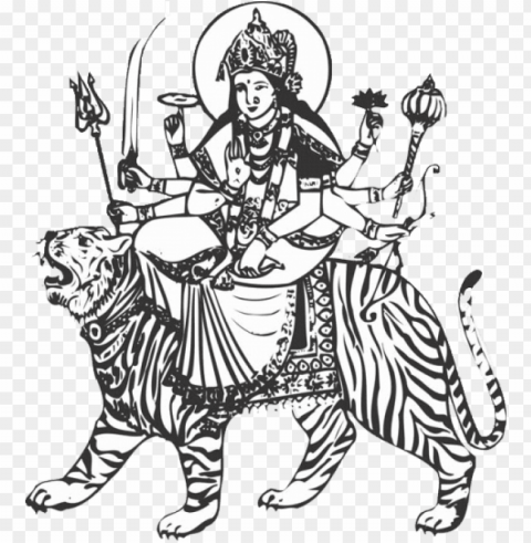 free sheran wali mata images - durga mata line art Isolated Character in Clear Transparent PNG PNG transparent with Clear Background ID 2075b693