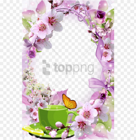 free spring border image with - nachmittags grüße Isolated Item in HighQuality Transparent PNG