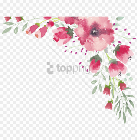 free watercolor flower lace border 1 free - watercolour flowers free PNG no watermark