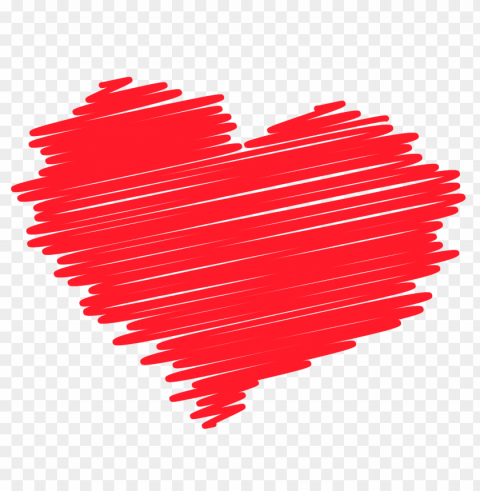 free red scribble heart love valentine romance PNG Image with Transparent Isolation