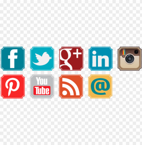 free retro social media icons - logo social networks Isolated Subject on HighResolution Transparent PNG