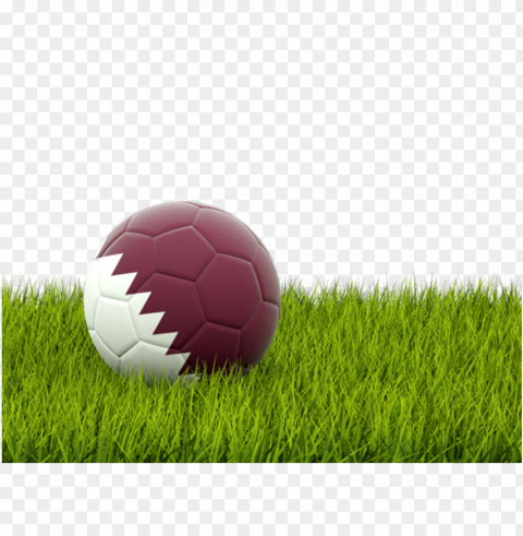 free soccer ball with qatar flag in grass Clear Background PNG Isolated Element Detail