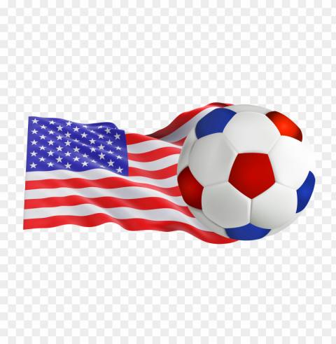 free usa america flag with soccer football ball Clear Background PNG Isolated Graphic Design