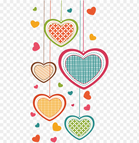 free vector hanging & falling colored hearts PNG images for websites