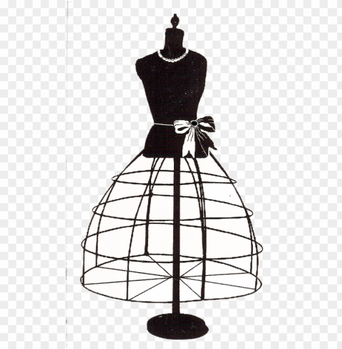 free vintage digi stamp - vintage dress silhouette Transparent PNG Isolated Graphic Detail