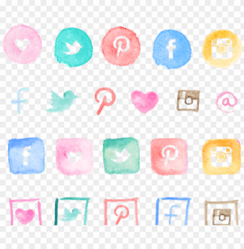 free watercolor icons - social media watercolor icons PNG images with alpha transparency wide selection