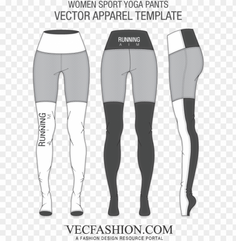 freeuse library flat drawing leggings - yoga pants design template PNG Image Isolated with Clear Background