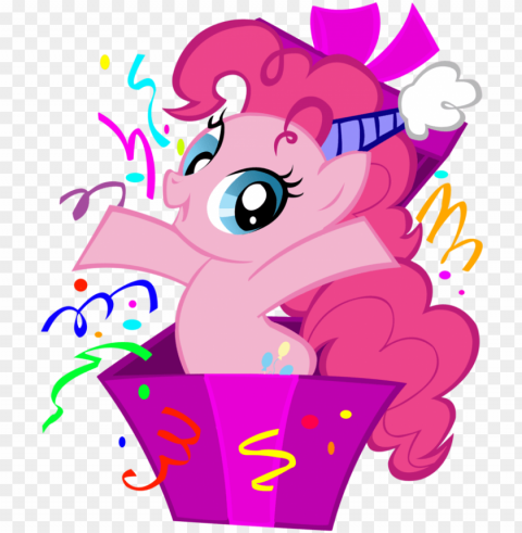 freeuse library pinkie in a box w confetti by - my little pony birthday clipart PNG Graphic with Transparent Isolation