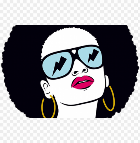 freeuse stock black girl with glasses - mulher negra pop art Transparent Background Isolated PNG Character