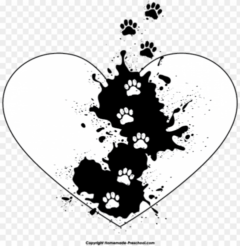 freeuse stock dog paw heart clipart - paw print heart with background Transparent PNG graphics complete collection