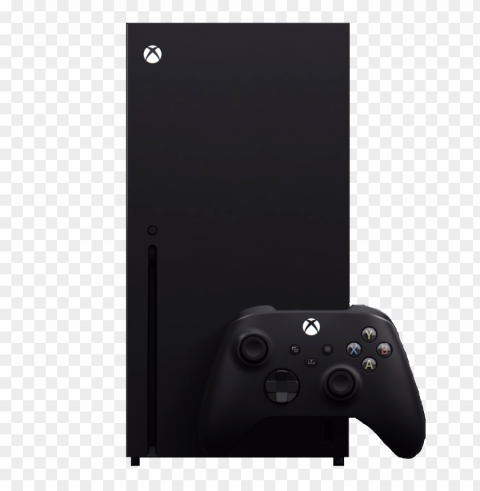front view microsoft xbox series x with controller PNG Image Isolated on Clear Backdrop