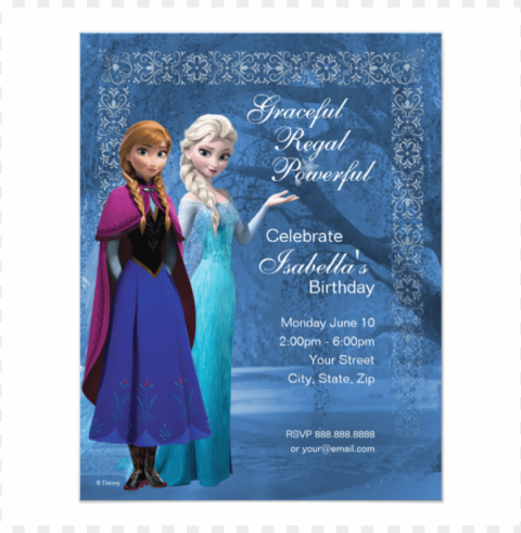 frozen anna and elsa snowflake birthday invitation - disney frozen birthday wishes HighResolution Isolated PNG with Transparency