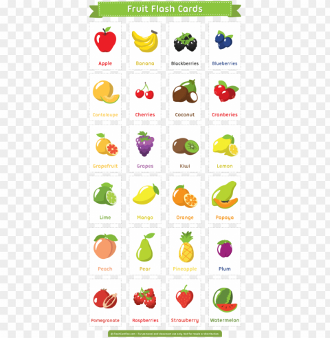 Fruit  Vegetable Flash Cards Busy Little Bugs - Fruits Chart For Preschool PNG With Transparent Background Free