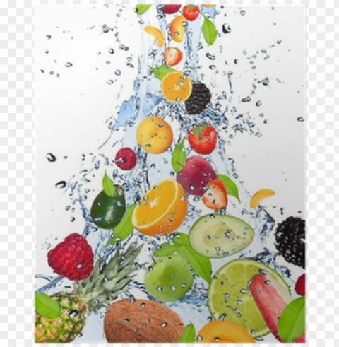 fruits falling in water splash isolated on white background - fruit and water hd PNG for digital design