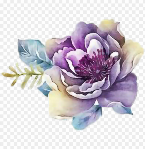 ftestickers art watercolor flower rose purple - purple flower watercolor PNG images with alpha transparency free