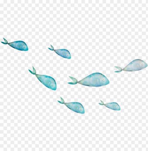 ftestickers fish watercolor blue - school fish PNG files with clear backdrop assortment