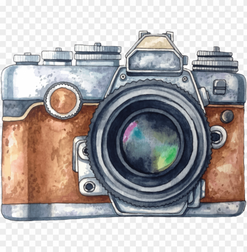 ftestickers watercolor camera vintage retro - camera water color Isolated PNG Graphic with Transparency