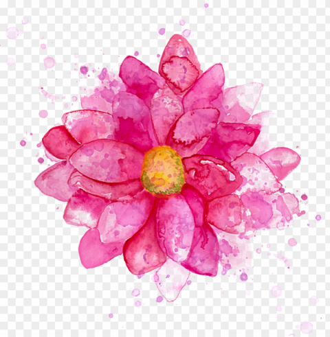 ftestickers watercolor flower pink - aquatic plants drawi Clean Background PNG Isolated Art