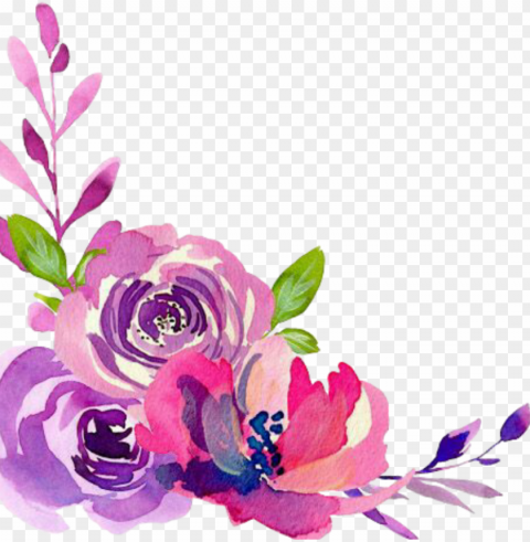 ftestickers watercolor flowers border corner - artificial flower Transparent PNG Isolated Item