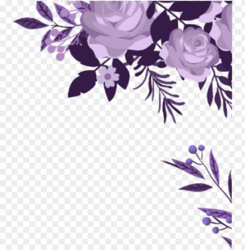 ftestickers watercolor flowers border corner purple - watercolor flowers border Clear Background PNG with Isolation