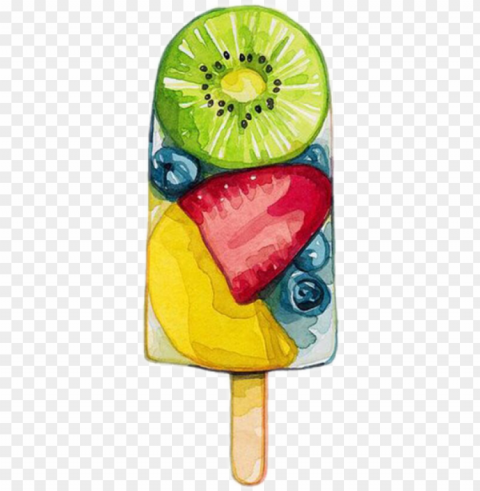 ftestickers watercolor popsicle fruit freetoedit - watercolour food PNG with transparent background free