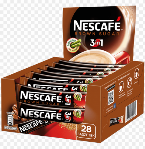 full box 28 sticks nescafe brown sugar 3in1 instant - nescafe 3 in 1 brown sugar Transparent background PNG images selection