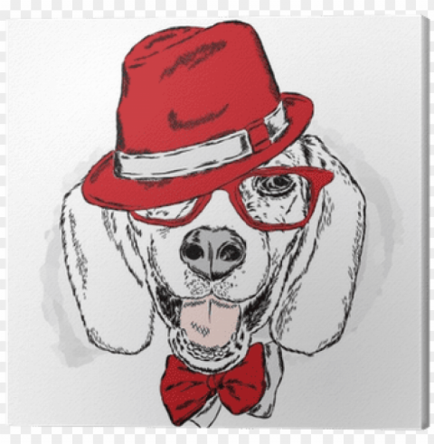 funny dog with hat and glasses - laima bz061 dog with earphone pattern pillow case Transparent PNG Isolated Graphic with Clarity