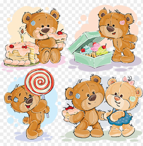funny illustrations with teddy bear on the theme of - illustratio Alpha channel transparent PNG