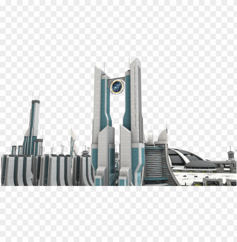 future city - sci fi city Transparent Cutout PNG Isolated Element