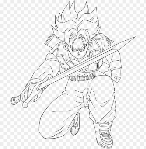 future trunks lineart by arrancarippo on deviantart - trunks super saiyan coloring pages PNG Graphic with Isolated Clarity